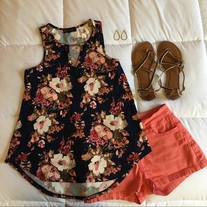 Floral Stretch Blouse Navy SUMMER CLEARANCE